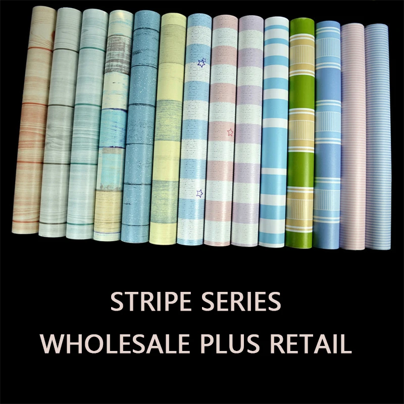 0.45mx10m PVC Self-adhesive Wallpaper Thickening Waterproof Living Room Bedroom Stripe Sticker Home Decoration Hotel Project