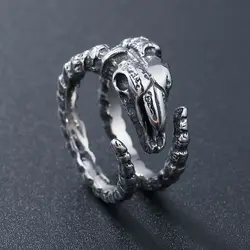 Retro Goat Horn Skull Dragon Bones Rings Men Women Punk Rock Hip Hop Jewelry Gift Adjustable