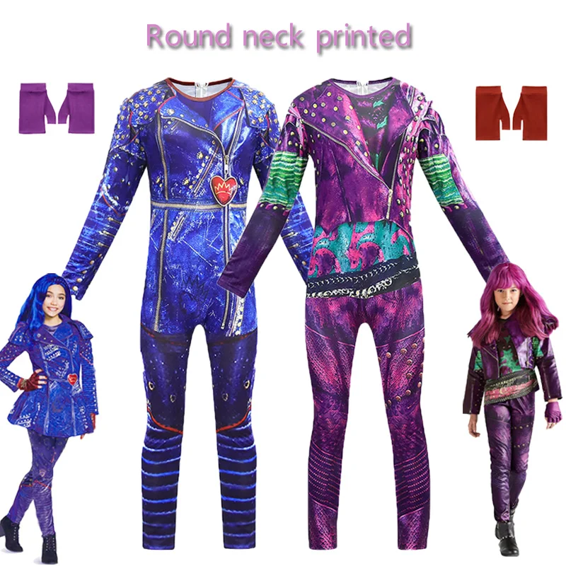 

Descendants Mal Fancy Costumes Girls Mal Dress Up Onesies Kids Evie Cosplay Outfits Halloween Evil Role Playing Outfits With Wig