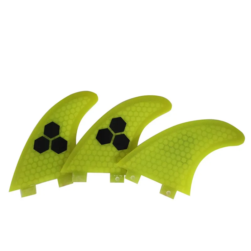 

upsurf fcs fin Double Tabs Fin S/M/L Yellow Color Surfboard Fin Honeycomb Fins SUP Board Fin Fins prancha quilhas de In Surfing