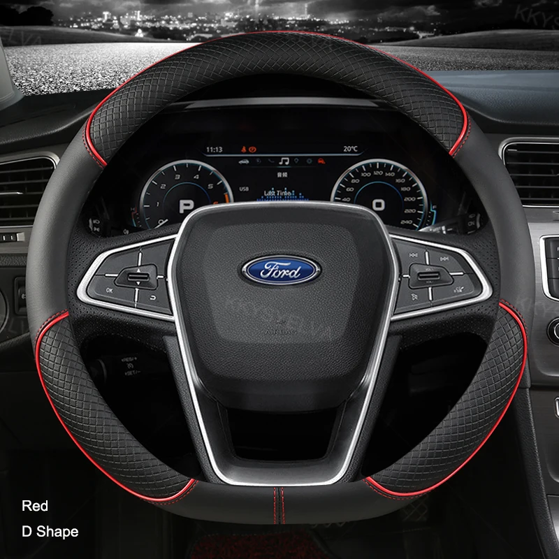 Car Steering-Wheels Cover 38cm For Ford EcoSport Escape Kuga Expedition EL Max Explorer Galaxy S-Max F-Series Raptor Focus 2 3