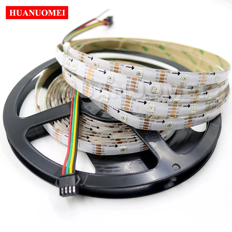 

5M 48LEDs/m HD107S RGB LED Strip Addressable 5050 SMD Full Color Pixel Flexible Tape TV Light 5V Lamp White PCB Waterproof IP65