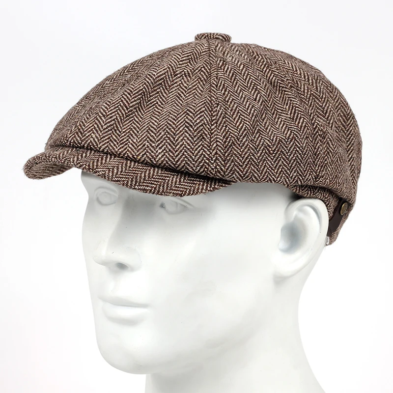 2019 new Woollen Tweed Newsboy Cap Men Women Herringbone Mens Hat Wool Blend Apple Caps Eight Panel Cabbie Hats