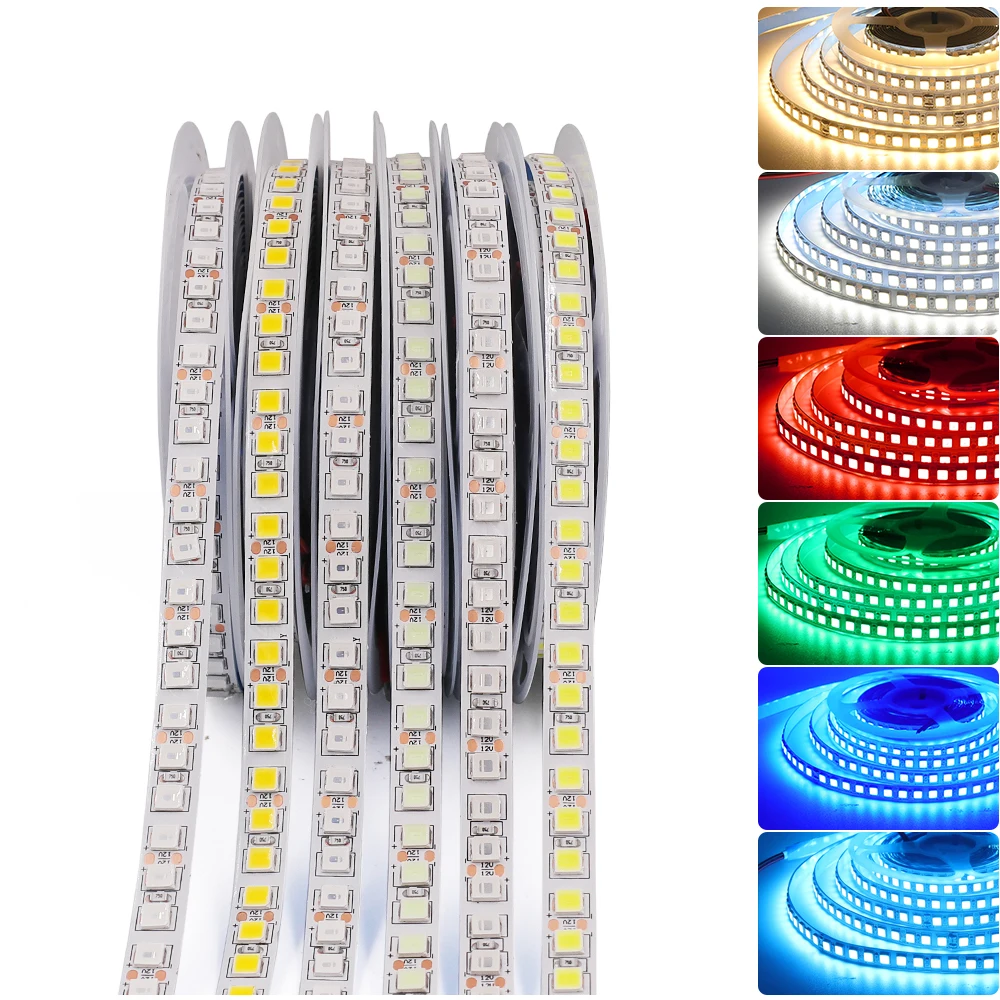 12V 2835 5054 LED Strip 120/240 LEDS Red/Green/Blue / Warm White / Cold White Flexible Tape Light Ribbon Indoor Home Decor 5m