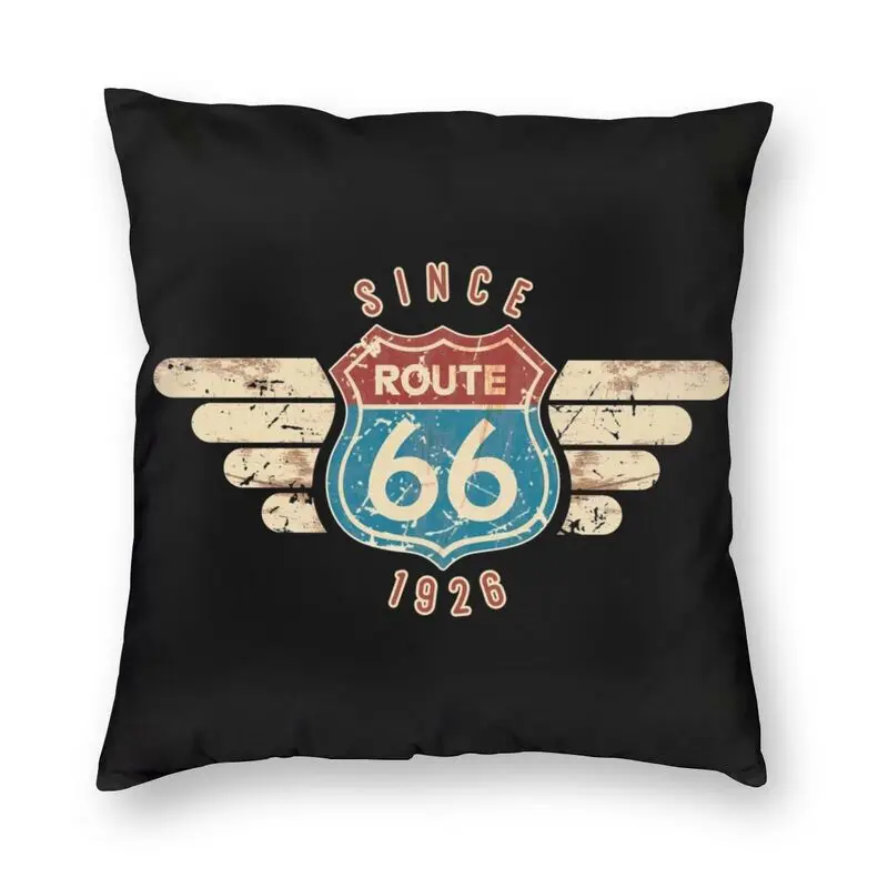 Route 66 Sign Since 1926 Cushion Cover Printing The Mother Road Throw Pillow Case for Living Room Cool Pillowcase Home Decor