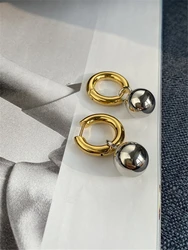 kshmir South Korea fashion simple metal ball pendant earrings Delicate color matching earrings birthday party