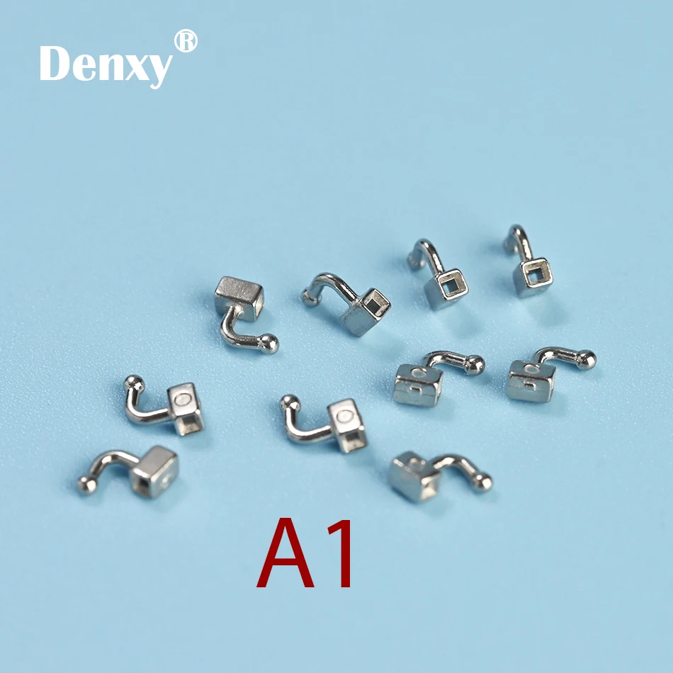 Denxy 50pcs Dental Orthodontic sliding hooks Right/Left Dental Orthodontic crimpable Hook Dental Attachments Ortho brackets