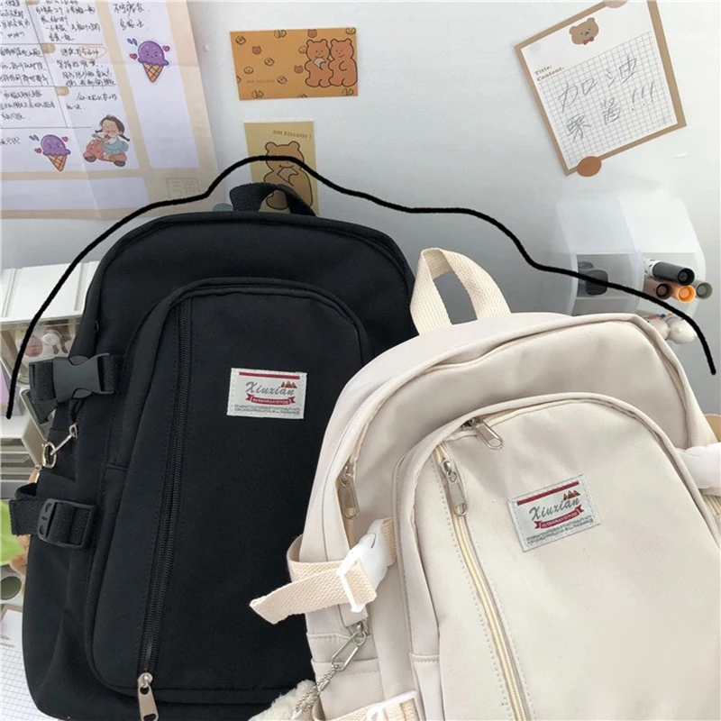 Japanese Harajuku Retro Tooling Student Backpack Female Korean INS School Bag Fashion Women Large Capacity Travel Backpack