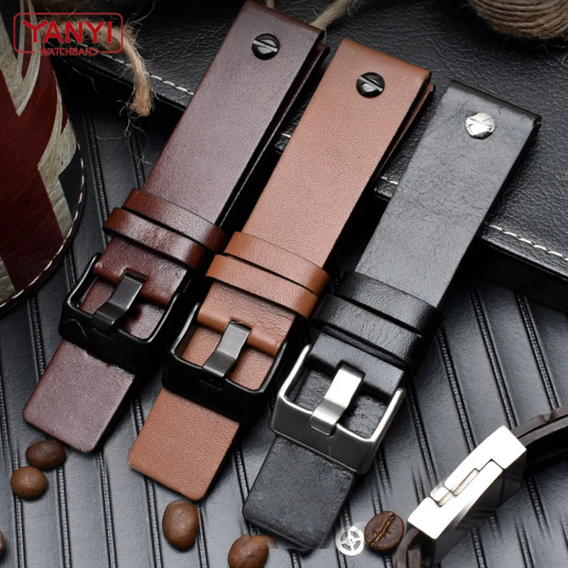 Genuine leather bracelet watchband 22 24 26 28 30mm watch strap with rivet for diesel DZ7406 DZT2009 DZ7413 DZ7257 watch band