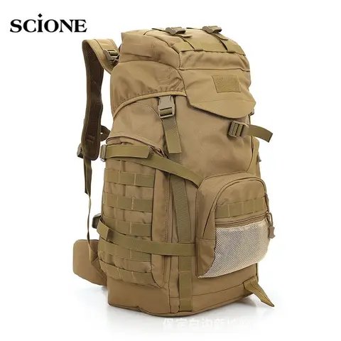 Molle 60L 캠핑 배낭 전술 가방 대형 방수 배낭 위장 하이킹 남자 야외 가방 XA281WA