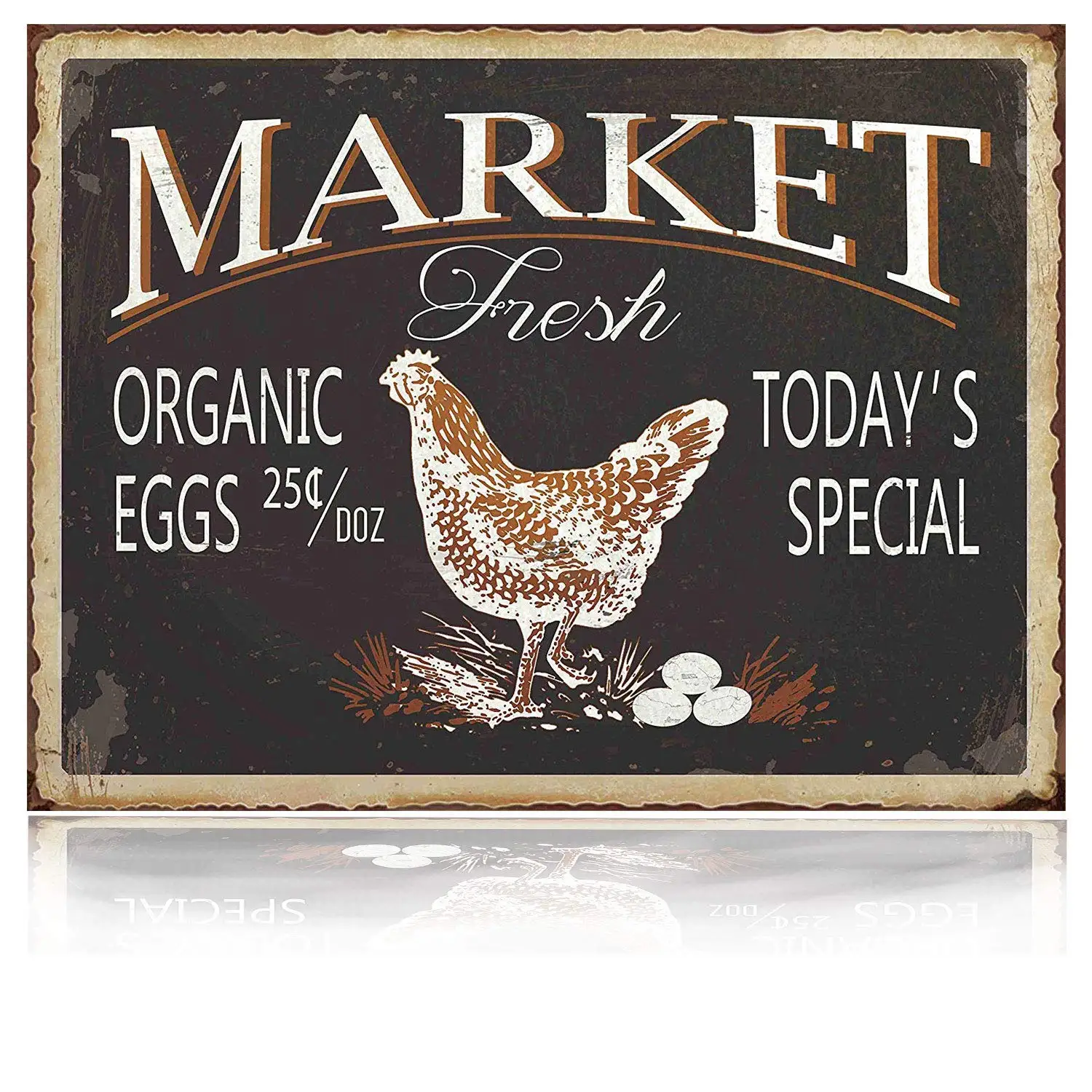 Market Fresh Eggs Sign Vintage Bar Sign Country Kitchen Wall Decor 8x12Inch