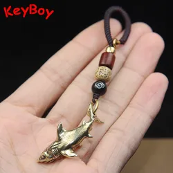 Brass Pendant Car Key Chain Ring Shark Animal Figurines Handmade Lanyard Keychain Hanging Jewelry Men Women Keyrings Child Gifts