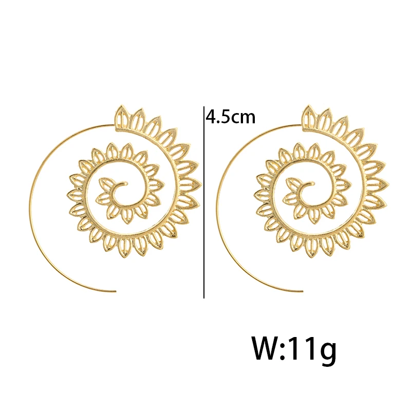 docona Trendy Geometric Spiral Round Circle Drop Earrings for Women Gothic Hollow Grave Flower Piercing Dnagle Earring Jewelry