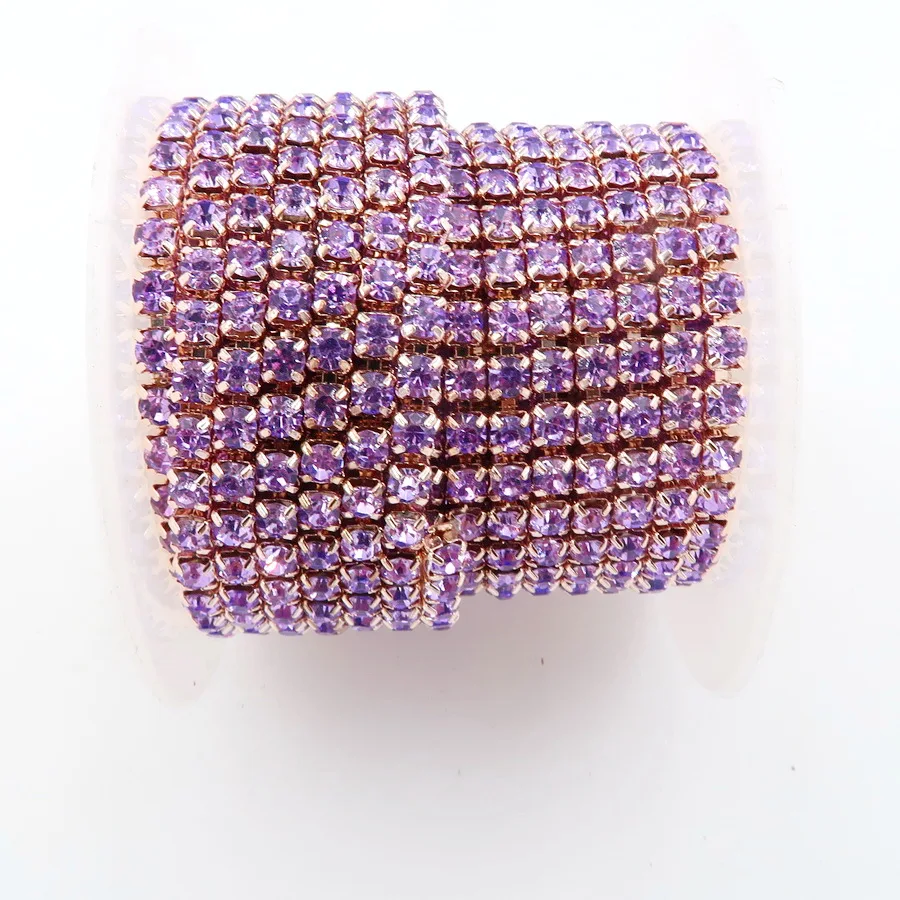 5 yards/Roll klar strass kette Champagne gold basis klaue 2mm 2,5mm 2,8mm 3mm 4mm hohe dichte Nähen Auf kleber auf trim zubehör – Detail 3