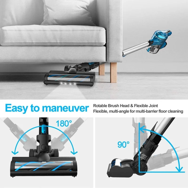 Cordless Vacuum Cleaner 250W 23Kpa Brushless High Suction Vacuum, Up to 45 Mins Max Runtime 2500mAh Rechargeable Battery