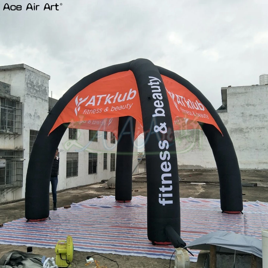 

Customized 5m Diameter Club Party Tent Inflatable Spide Dome Tents with Black Legs and Orange Cover Free Logo Text for Poland