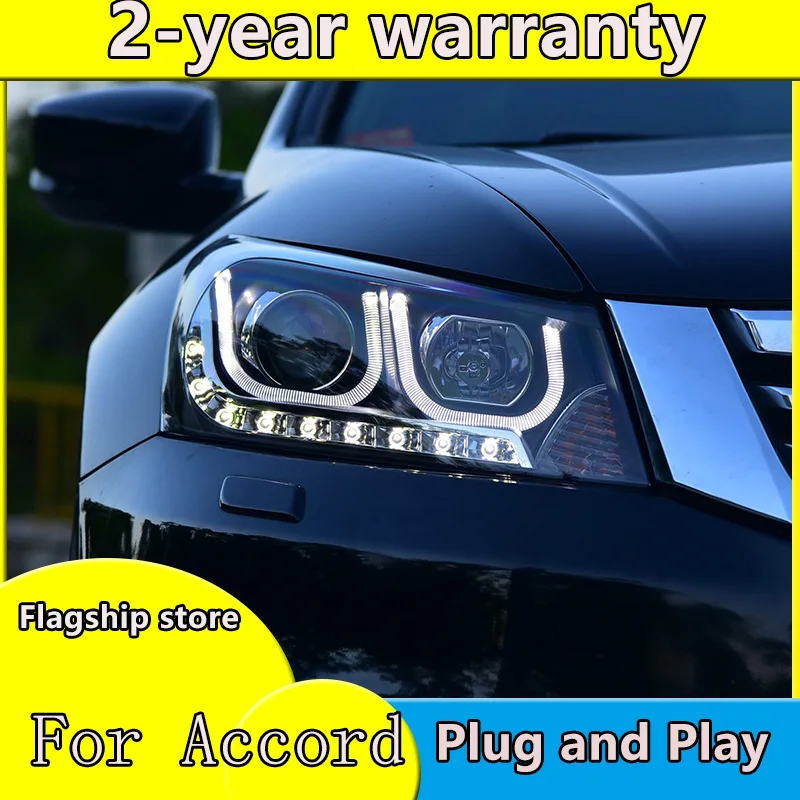 

Car Styling LED Head Lamp for Honda Accord headlights 2008-2013 Accord led headlight led drl H7 hid Q5 Bi-Xenon Lens low beam