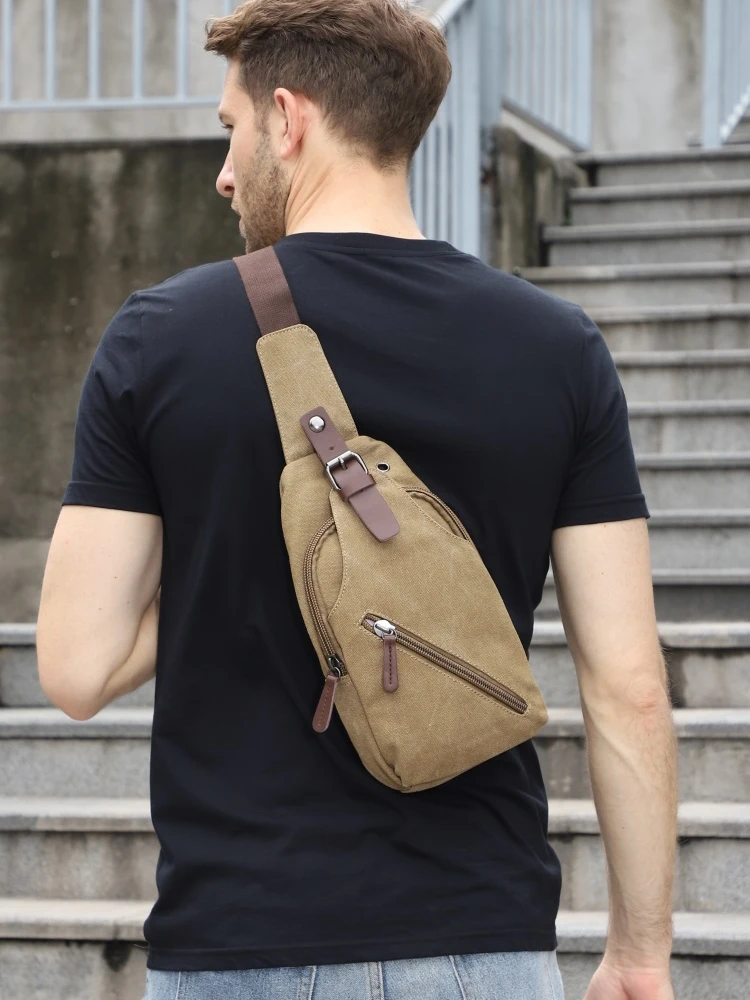 

Multi-function Canvas Antitheft Waist Packs Short Trip Chest Messengers Pack Small Crossbody Bag