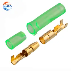 25/50/100sets 4.0 bullet terminal   car electrical wire connector diameter 4mm Female + Male + Case Cold press terminal   Green