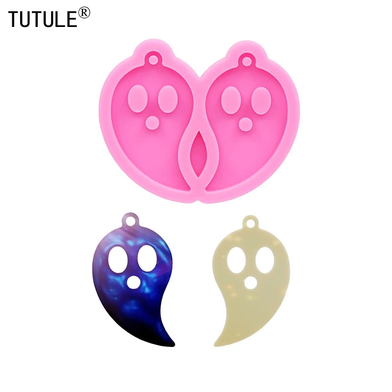 Shiny Cute Ghost Silicone Mold Resin Art Craft Ghost earring Keychain Necklace Polymer Clay Halloween molds