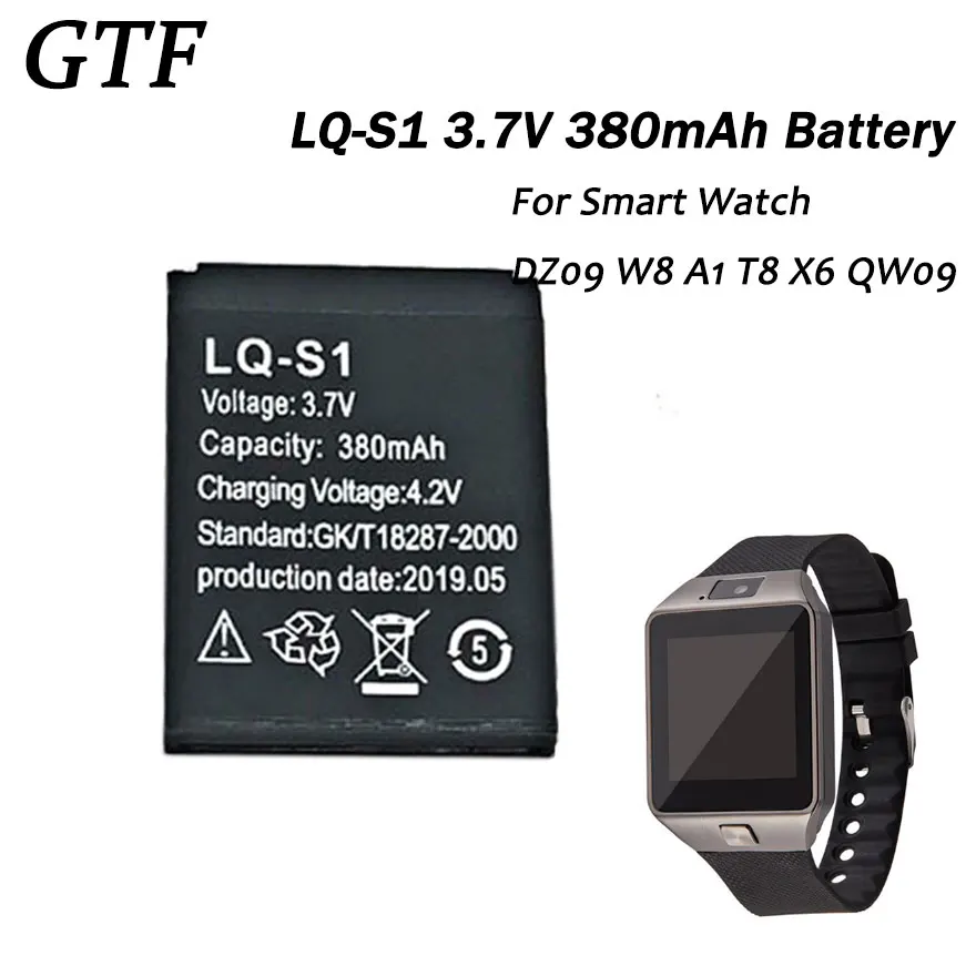 LQ-S1 3.7V 380mAh Smartwatch baterii LQ-S1 akumulator litowo-jonowy polimerowa bateria zastępcza dla DZ09 U8 A1 GT08 V8 inteligentny zegarek