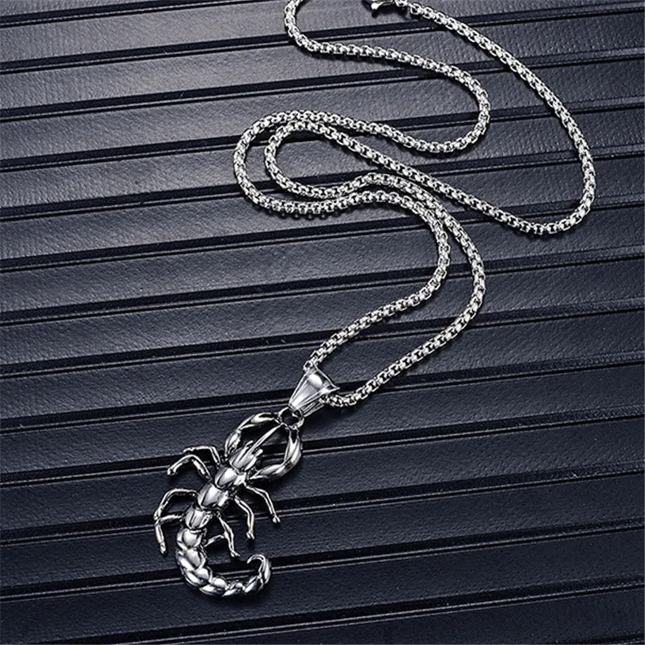 New Punk Scorpio Scorpion Pendant Necklace For Men/Women Silver Color Stainless Steel Necklaces Male Fashion Jewelry Gift 2020