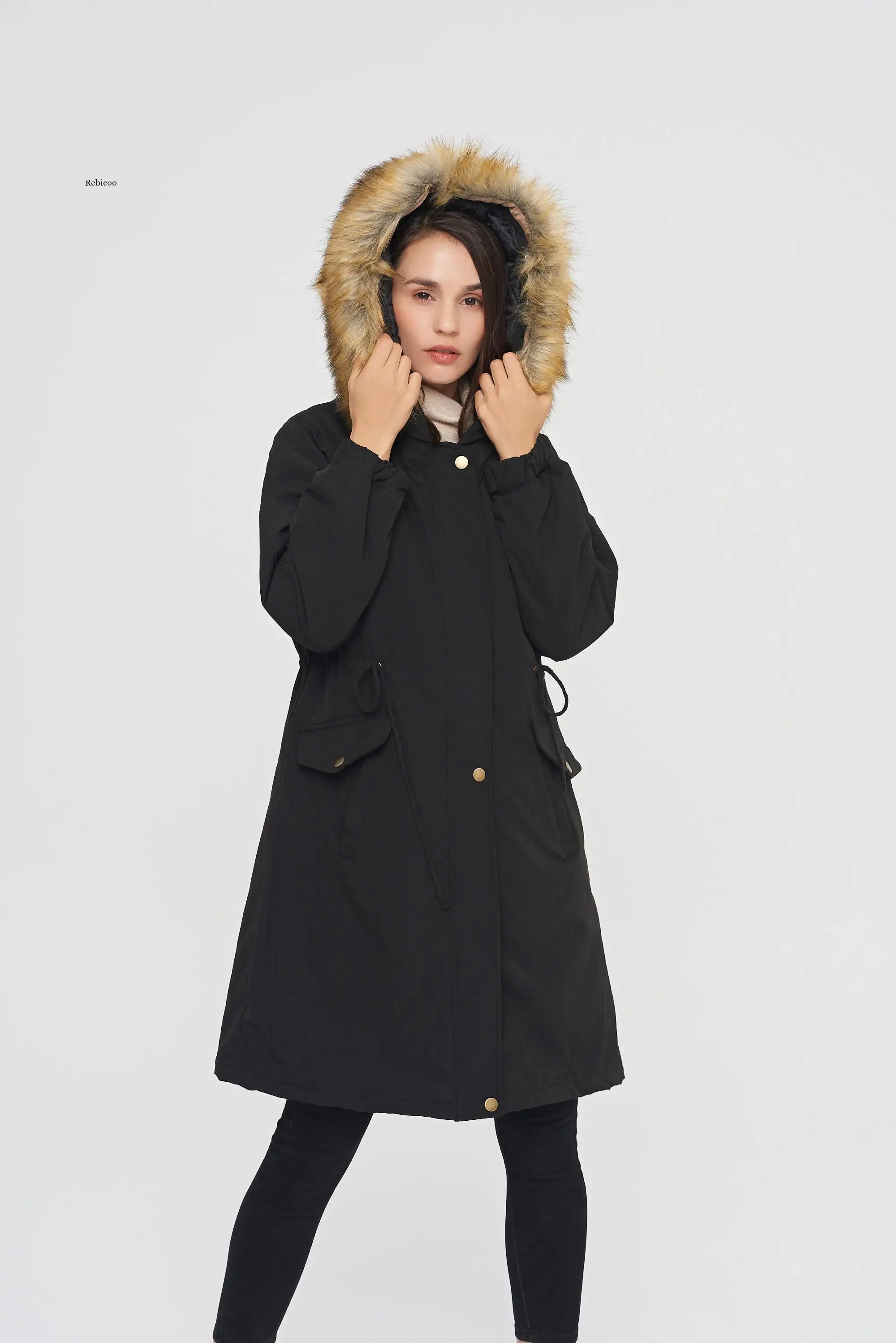 

Thick Winter Women Garment Cotton Padded Parka Hooded Jacket Warm Wadded Coat Outercoat Outerwear Manteau Femme Hiver Oversize