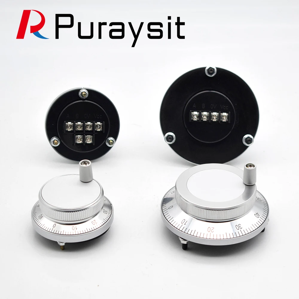 Puraysit CNC Pulser Handwheel 5V 6Pin Pulse 100 Manual Pulse Generator Hand Wheel CNC Machine 60mm Rotary Encoder