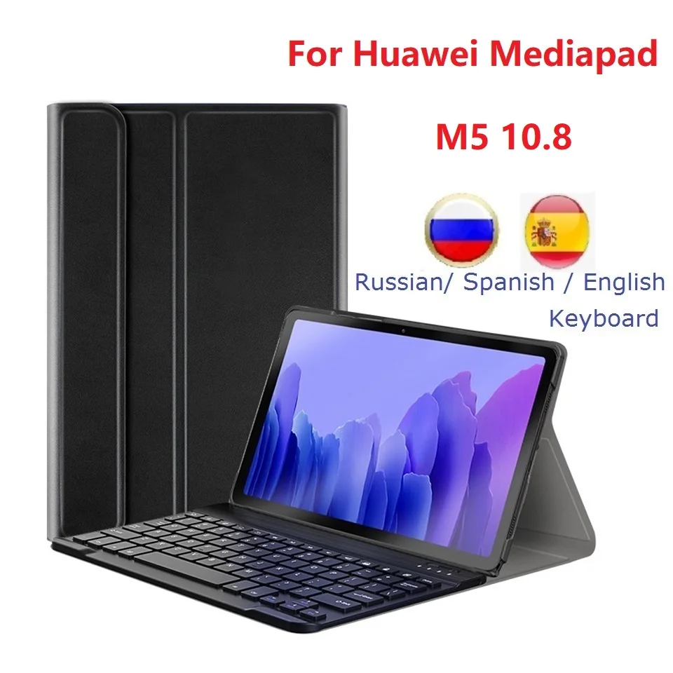 For huawei mediapad m5 10.8 Keyboard Case PU Flip Funda For Huawei Mediapad M5 Pro CMR-AL09 CMR-W09 CMR-W19 Case  With Keyboard