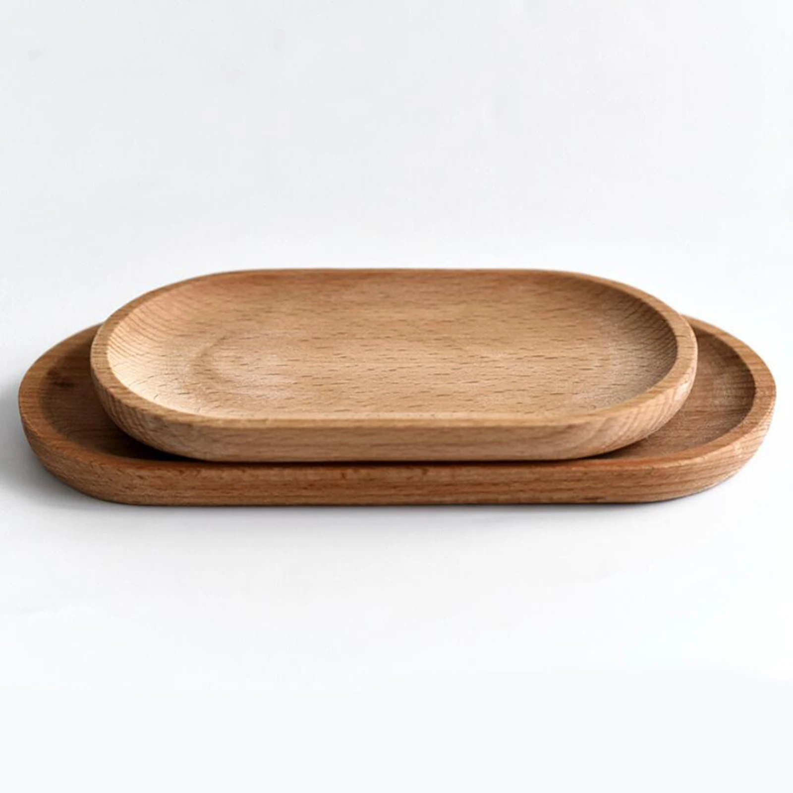 Whole Wood Oval Solid Wood Pan Plate Fruit Dishes Saucer Tea Tray Dessert Dinner Plate Tableware Set