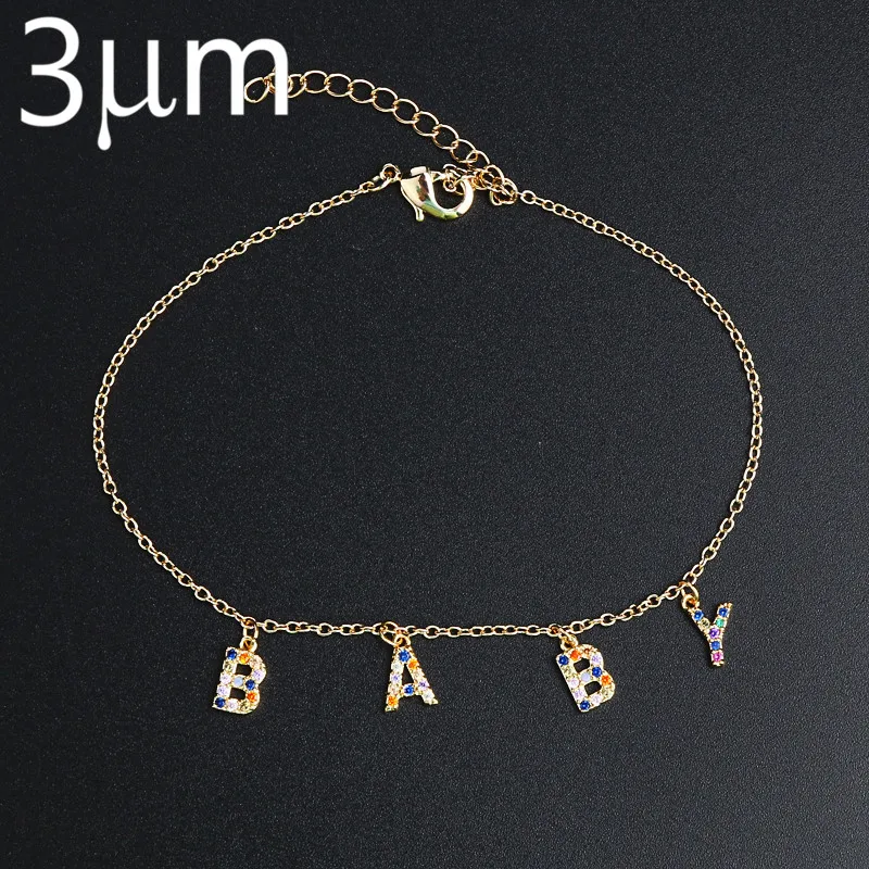 3UMeter 2019 Crystal Name Bracelet Personalize Choker Custom Bracelet Women Pendant Heart Necklace Baby Bracelet for Women