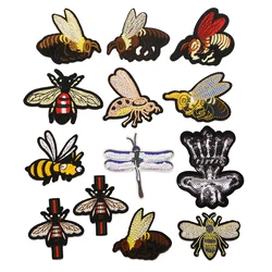 2 Pcs Cute Cartoon Animal Sequin Brown Insect Bee Dragonfly Patch Baby Clothes Patch Backpack DIY Decorative Decal