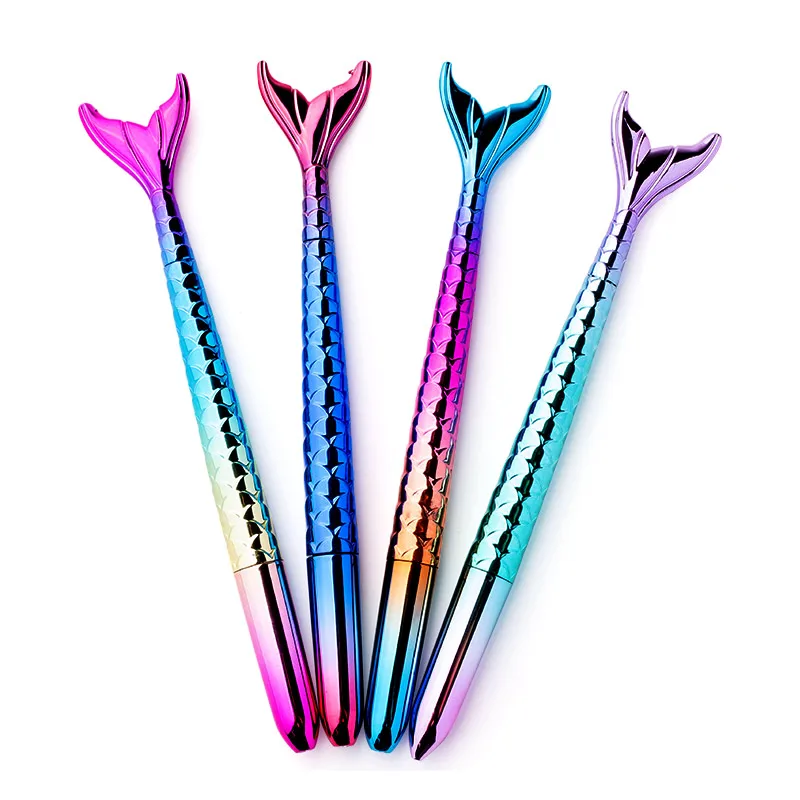 4Pcs Mermaid Ballpoint Pen 1.0mm Blue Ink Ball Pen Office School Student Writing Handle Kawaii Stationery Gift Signature Pens