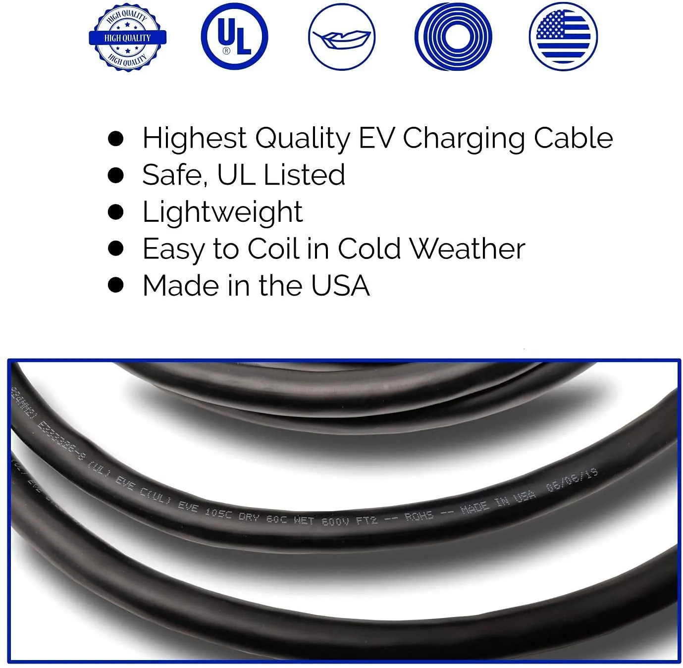 EVSE Charging cable SAE J1772 Extension Cable Compatible with All J1772 EV Chargers Flexible Charging for Your Electric Vehicle