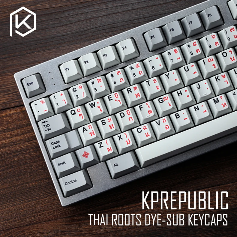 kprepublic 139 Thai root font language letter Cherry profile Dye Sub Keycap PBT for gh60 xd60 xd84 cospad tada68 87 104 fc660