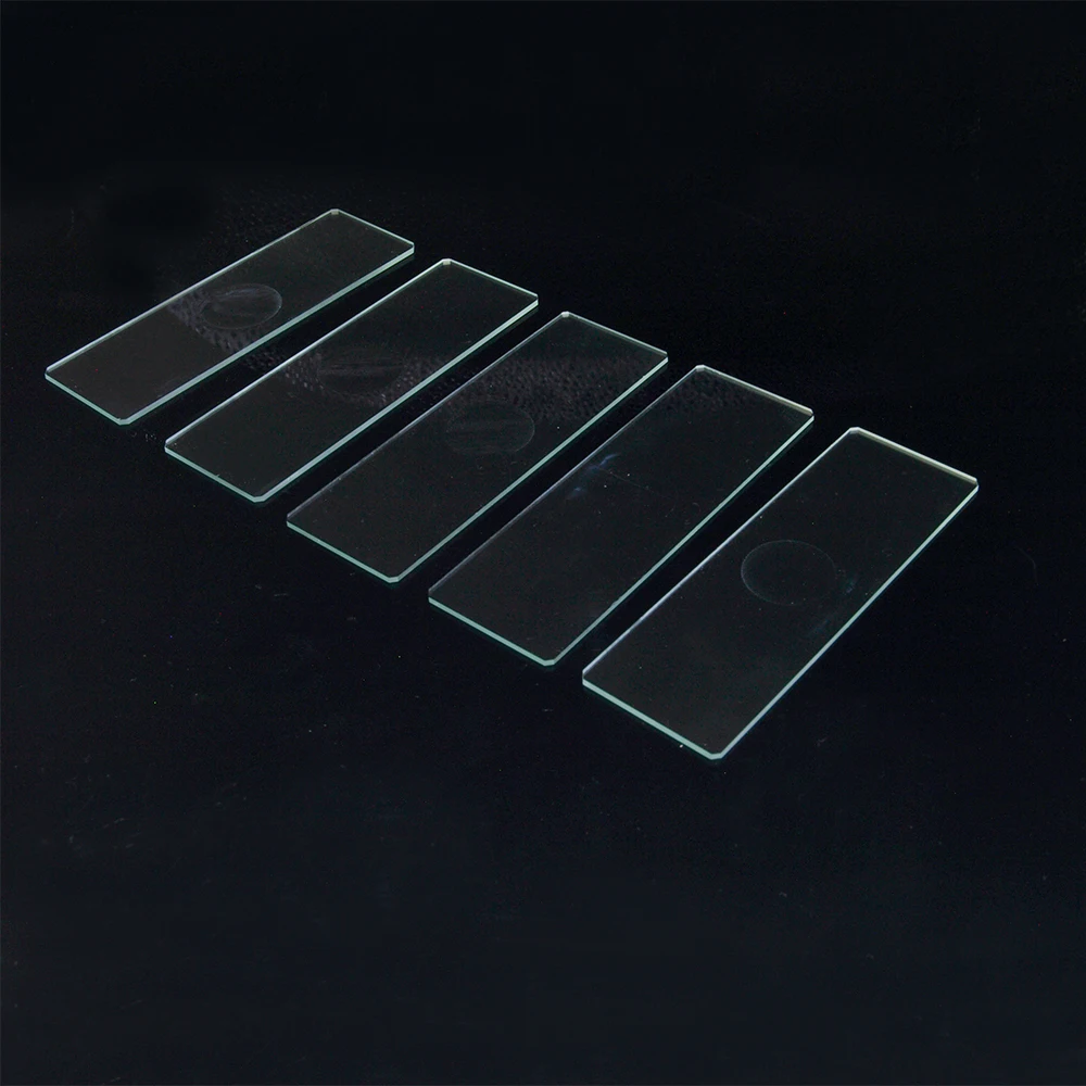 5Pcs 1mm Thickness Cavity Glass Coverslips Single Concave Microscope Glass Slides Reusable Laboratory Blank Sample Cover Glass