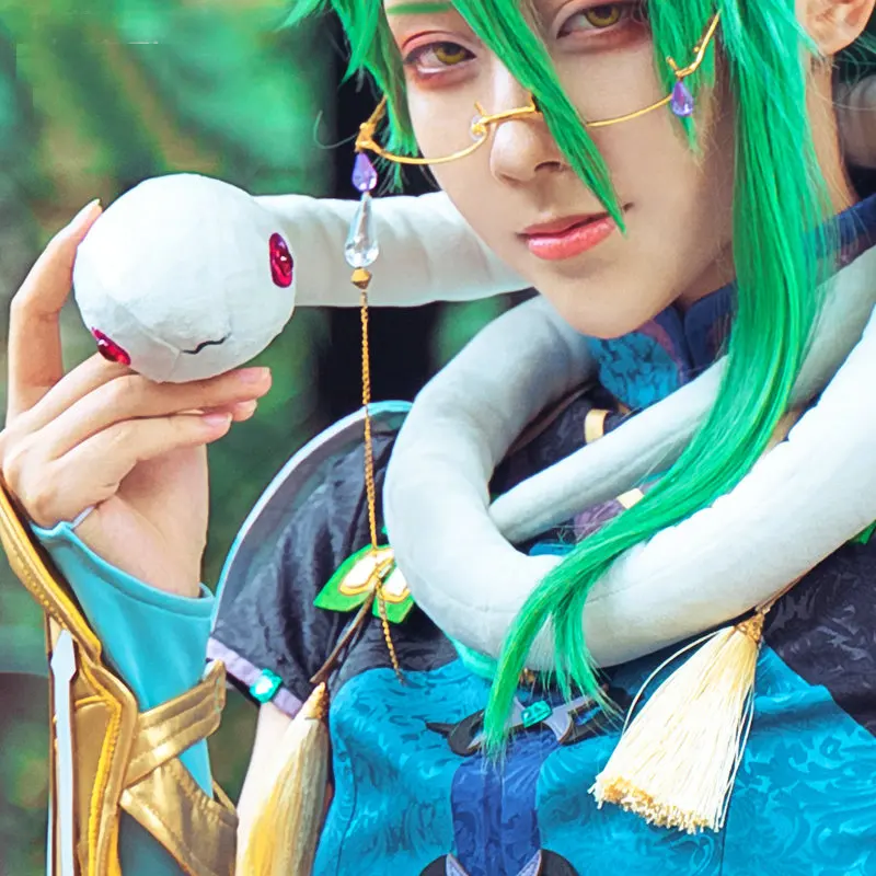 Game Genshin Impact Baizhu Cute Doll White Snake Cosplay Scroll Cosplay props Halloween