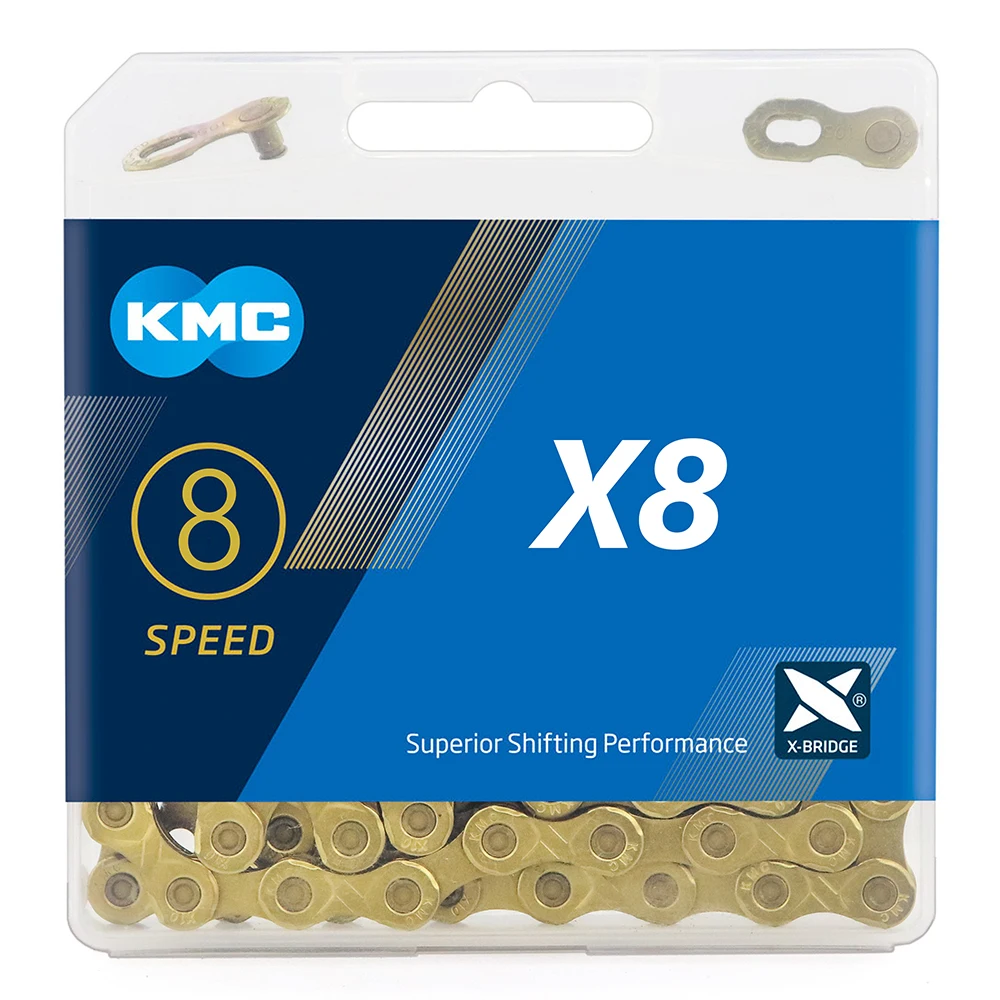 Origin KMC X8 Ti-N Gold Bicycle Chain Mtb Road Bike 8 Speed Chains for Sram/campagnolo Derailleur Systems