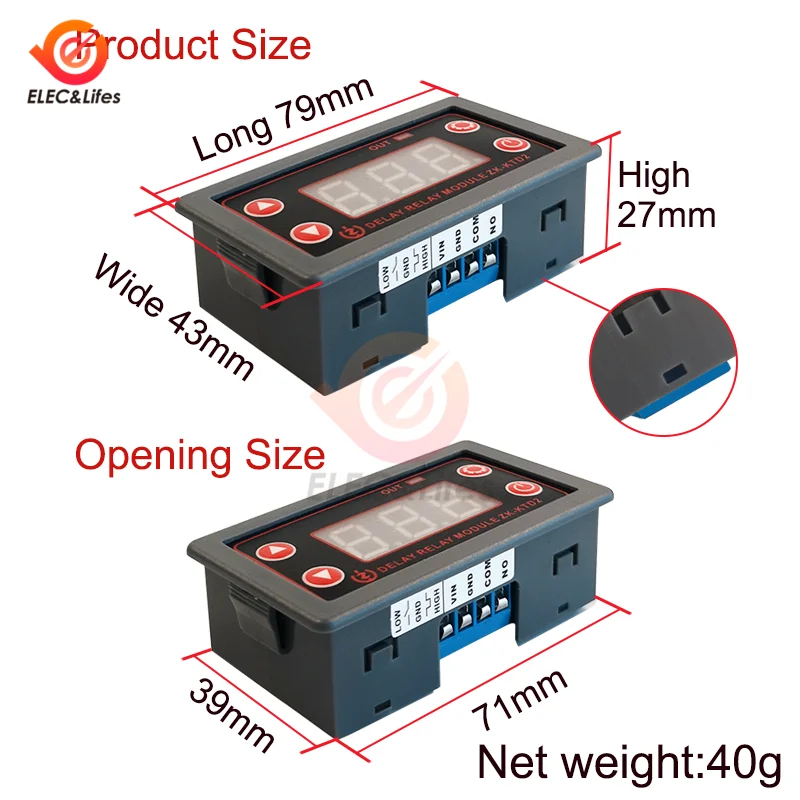 DC 5–30 V Zeitverzögerungsrelais 5 V 12 V 24 V High- und Low-Level-Triggerschalter Zyklus-Timing-Verzögerungsrelaismodul TTL Serielle Kommunikation