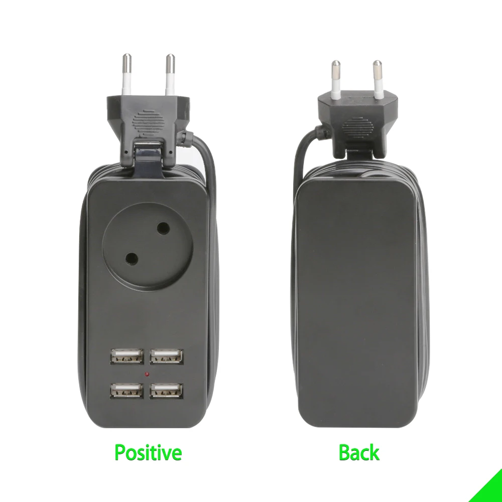 Ciabatta EU KC da 4.0mm/4.8mm con presa di prolunga portatile USB spina europea cavo da 1.5m adattatore da viaggio per ciabatta