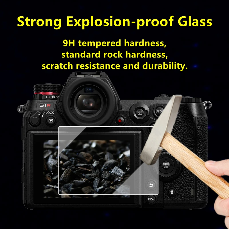 Protector de pantalla LCD principal de vidrio autoadhesivo para cámara Panasonic LUMIX S1/S1R + película protectora de pantalla de información