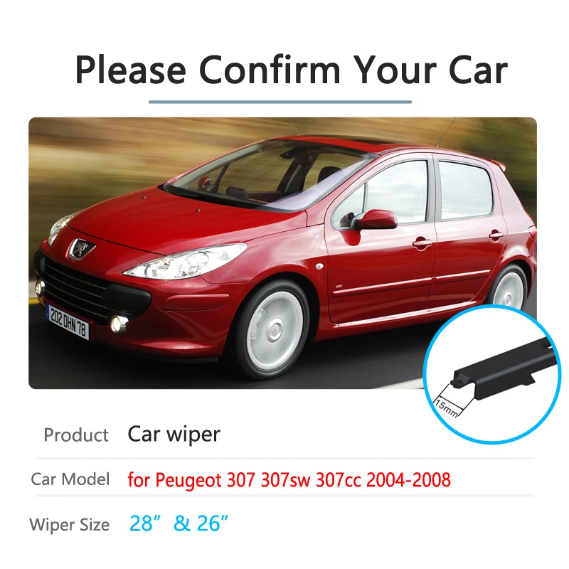 

Car Wiper Blades for Peugeot 307 307SW 307CC hatchback sedan 2004~2008 SW CC Front Windscreen Windshield Wipers Car Goods