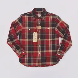 BOB DONG Yarn Dyed Cotton Checked Shirts Asymmetrical Pockets Plaid Work Shirts