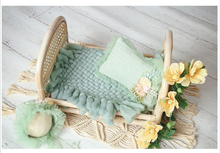 Newborn Photography Props Basket Hand-Woven Fotografia Infantil Acesorios Studio small basket bamboo woven bed