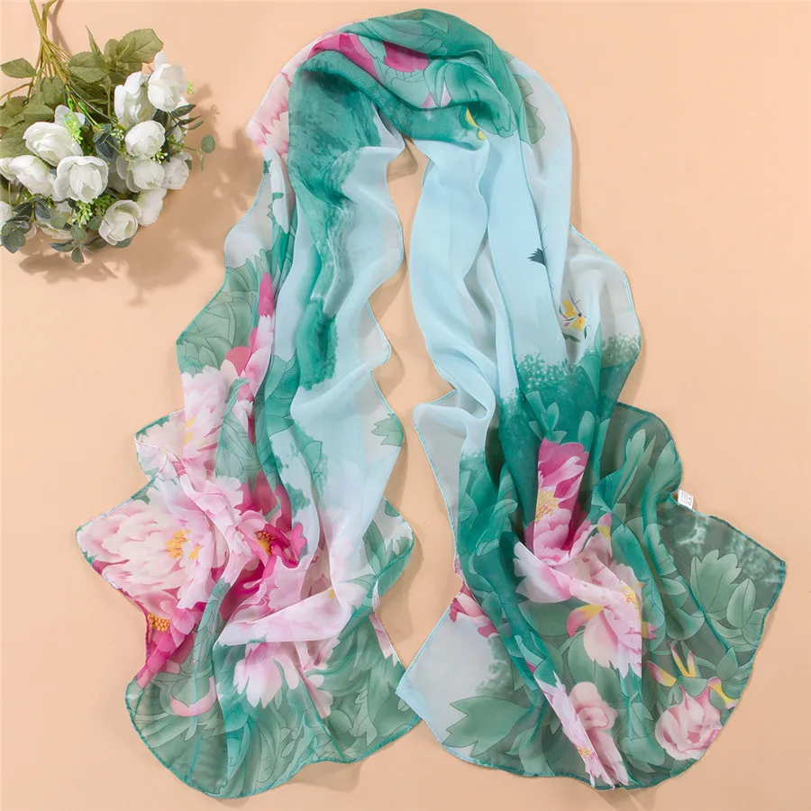 new arrival spring and autumn chiffon women scarf Print geometric pattern design long soft silk shawl