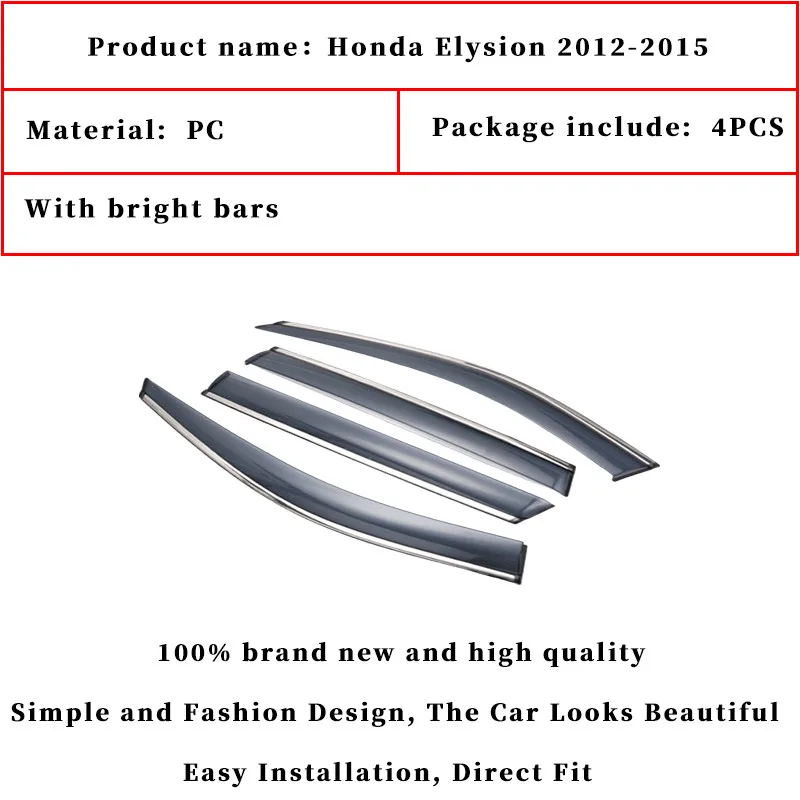 For Honda Elysion 2012-2015 window visor car rain shield deflectors awning trim cover exterior car-styling accessories parts