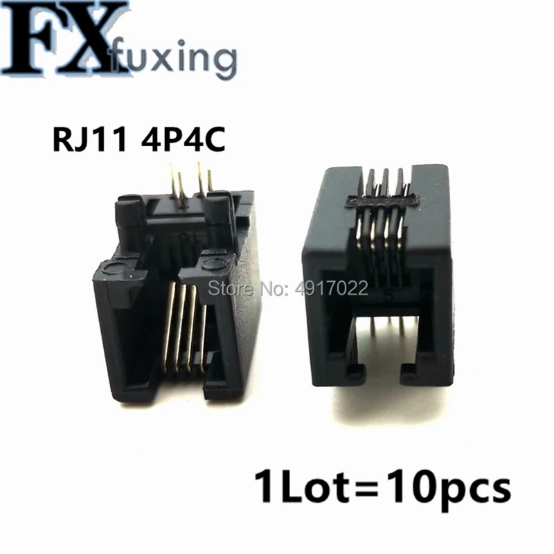 10pcs/lots RJ11 95001-4P4C 4P4 RJ10 socket black phone socket 4P4C socket telephone socket Hot New RJ10 telephone socket RJ11