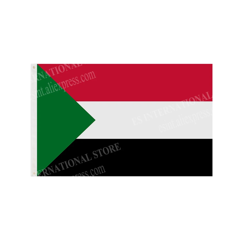 Sudan Flag National Graphic Custom Printed Hanging Banner Design Outdoor Sport Polyester Shaft Cover Grommets 3X5FT 90X150CM