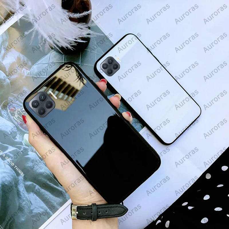 Auroras لهاتف Reno4 Lite 5G حافظة من الزجاج المقسى مع إطار ناعم غطاء خلفي مقاوم للصدمات لهاتف OPPO Reno 4 Lite Funda OPPO A93 A73