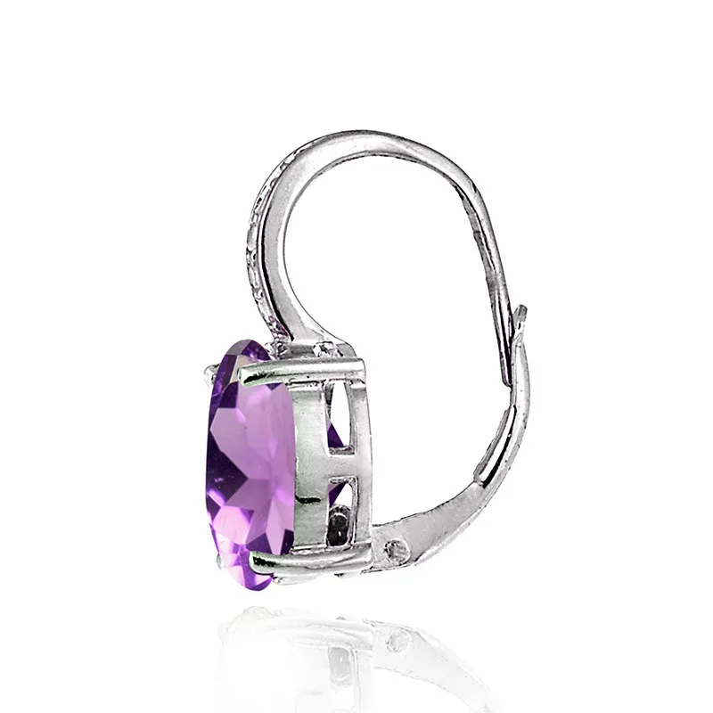 BABYLLNT New 925 Sterling Silver Earrings Colorful Gemstone Amethyst 18k Gold Ear Buckle For Woman Charm Jewelry Gift